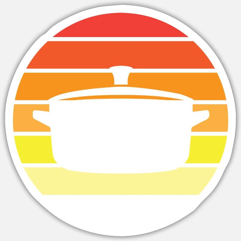 Cooking pot - circle, sunset - Sticker size S (10 x 10 cm) - white matte