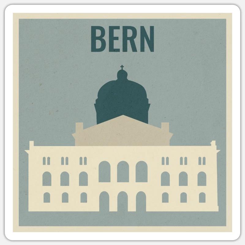 Bern - Sticker taille S (10 x 10 cm) - blanc mat