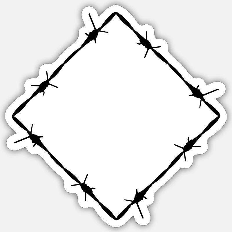 Barbed wire diamond - Sticker size S (10 x 10 cm) - white matte