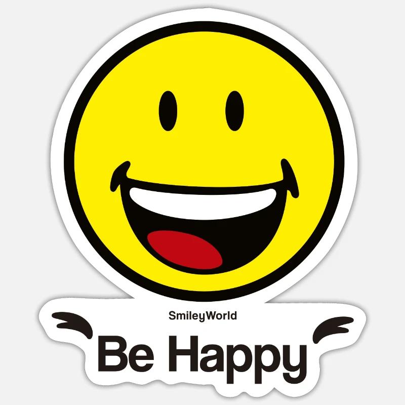 SmileyWorld "Sei glücklich" - Sticker Größe S (10 x 10 cm) - Mattweiß