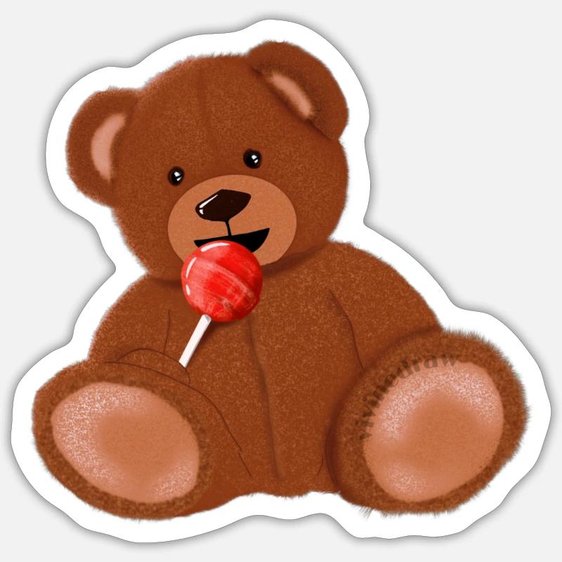 Peluche candy - Sticker taille S (10 x 10 cm) - blanc mat