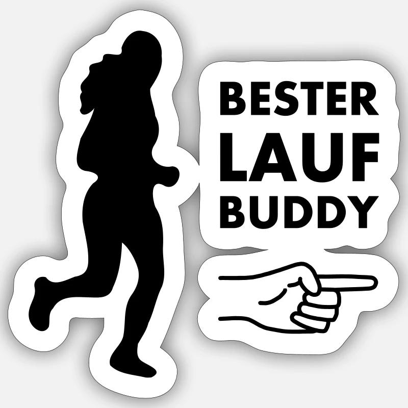 Bester Laufbuddy - Sticker Größe S (10 x 10 cm) - Mattweiß