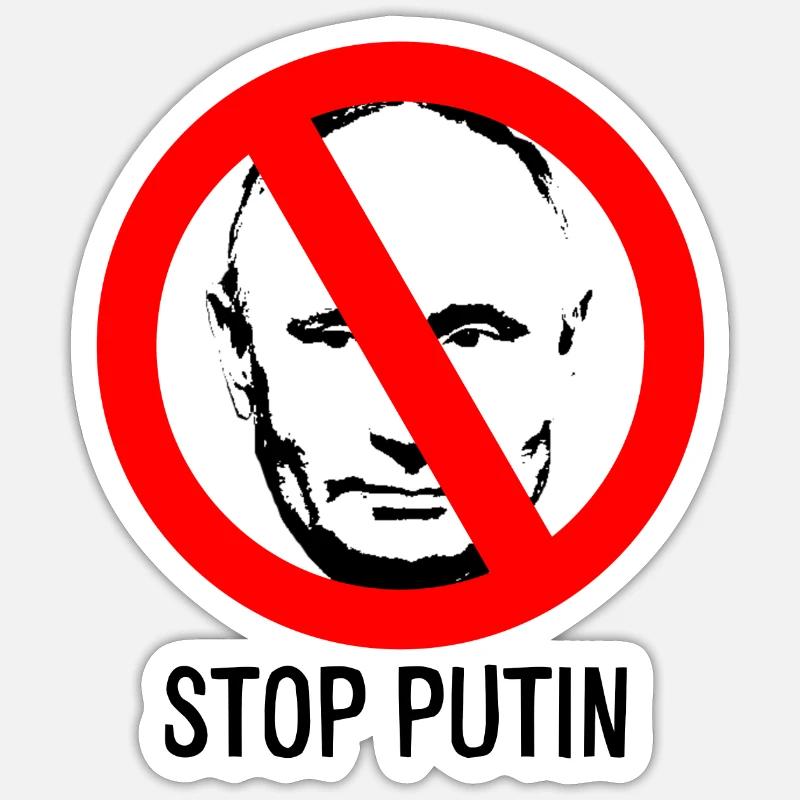Panneau d’interdiction STOP PUTIN Sticker taille S (10 x 10 cm)