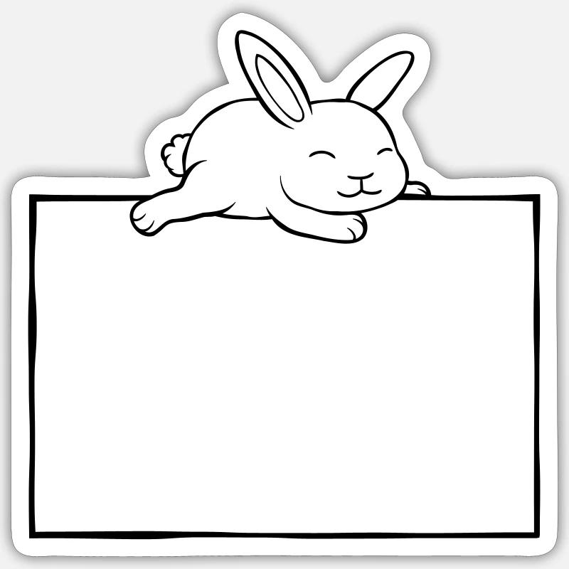 Hase schläft Schild - Sticker Größe S (10 x 10 cm) - Mattweiß