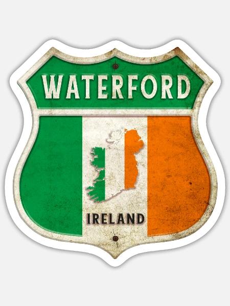 Waterford Irland Wappen Flaggen Design - Sticker Größe S (10 x 10 cm) - Mattweiß