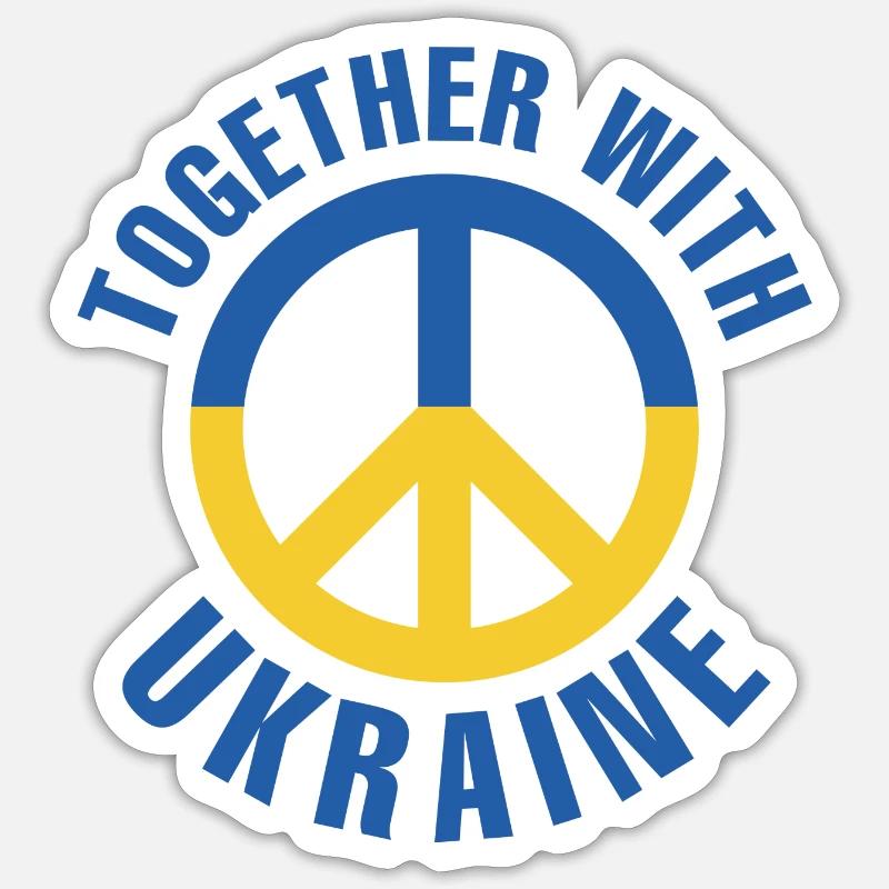 Gemeinsam mit der Ukraine - Sticker Größe S (10 x 10 cm) - Mattweiß