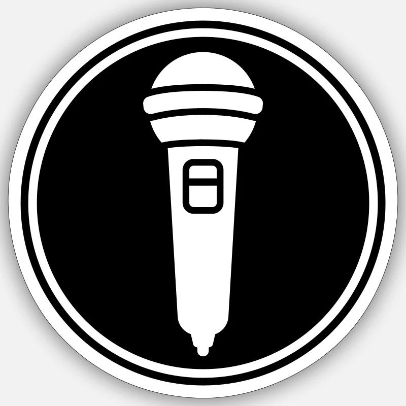 Mikrofon Symbol - Sticker Größe S (10 x 10 cm) - Mattweiß