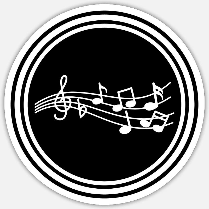 Panneau des notes de musique - Sticker taille S (10 x 10 cm) - blanc mat