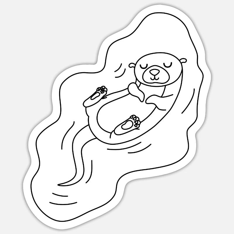 floating otter - Sticker size S (10 x 10 cm) - white matte