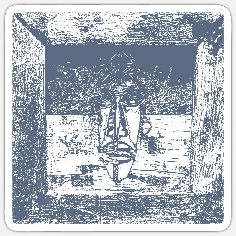 Masque avec cadre (2) - Sticker taille S (10 x 10 cm) - blanc mat