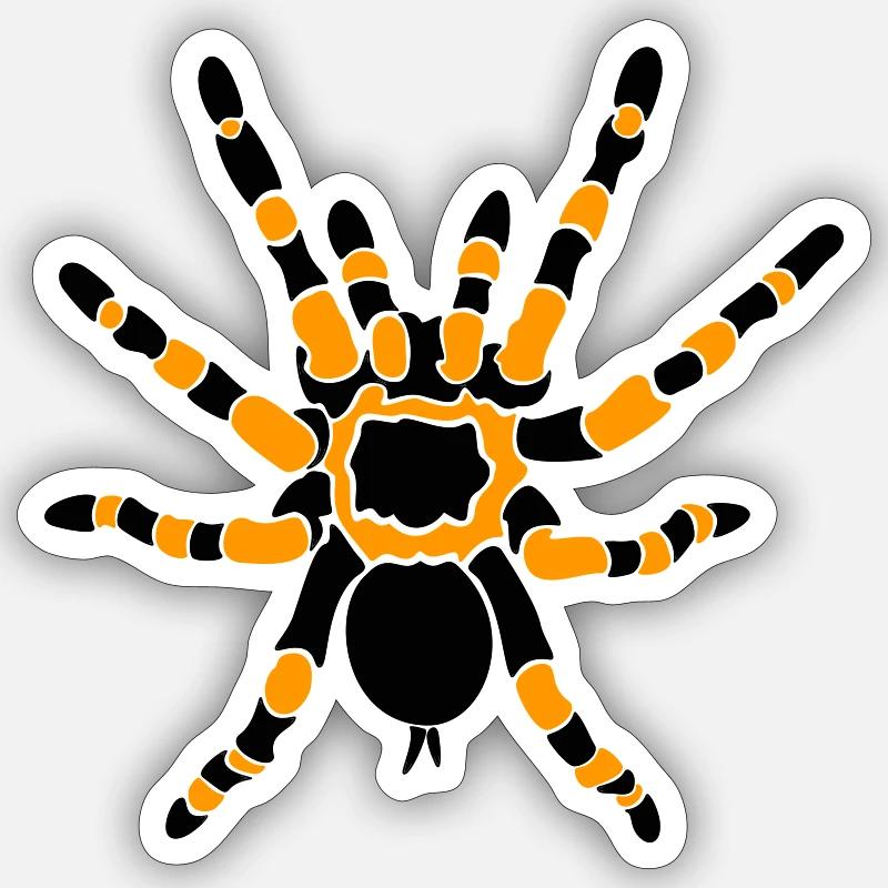 Orangefarbene Knie-Tarantel Sticker Größe S (10 x 10 cm)