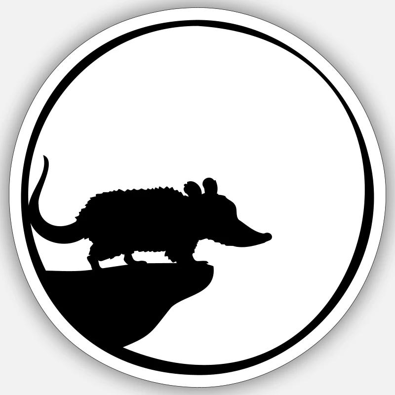 Klippe Mond Opossum - Sticker Größe S (10 x 10 cm) - Mattweiß