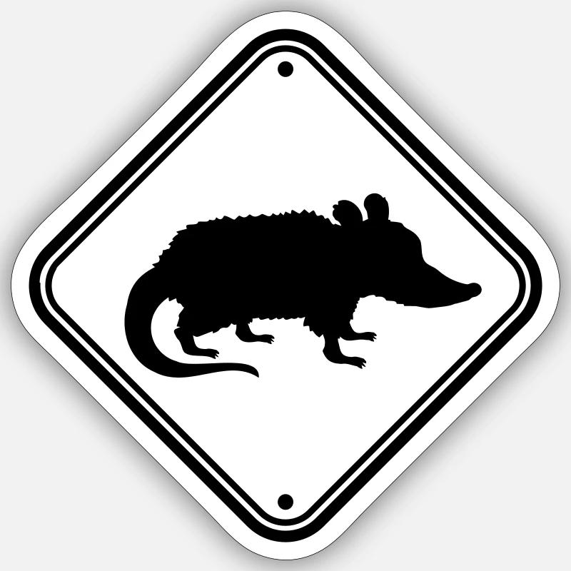 Opossum bouclier de danger Sticker taille S (10 x 10 cm)