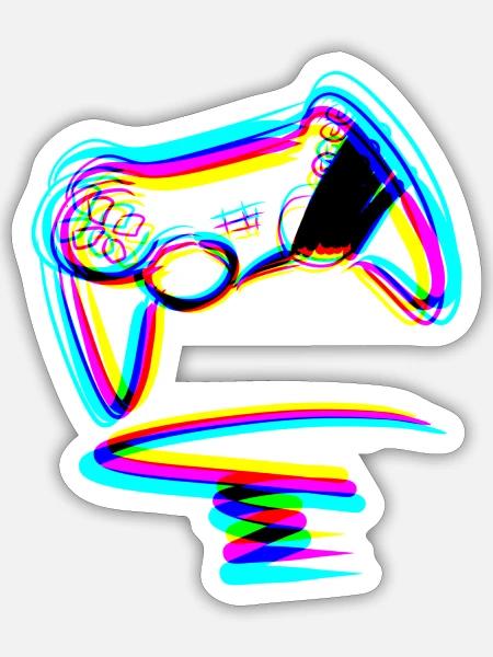controller gamer zocken linien effekt - Sticker Größe S (10 x 10 cm) - Mattweiß
