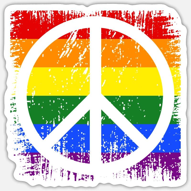 Peacezeichen Regenbogen - Sticker Größe S (10 x 10 cm) - Mattweiß