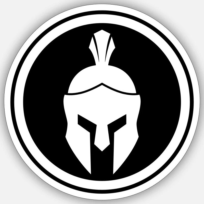 Casque Spartan - Sticker taille S (10 x 10 cm) - blanc mat