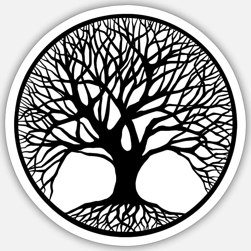 Baum des Lebensmusters - Sticker Größe S (10 x 10 cm) - Mattweiß