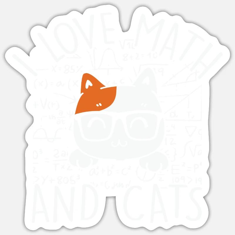 Math Quote Math Kitty Katze Ich liebe Mathe und Katzen - Sticker Größe S (10 x 10 cm) - Mattweiß