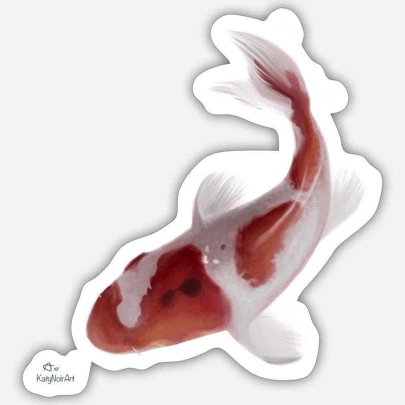 Poisson Koi - Sticker taille S (10 x 10 cm) - blanc mat