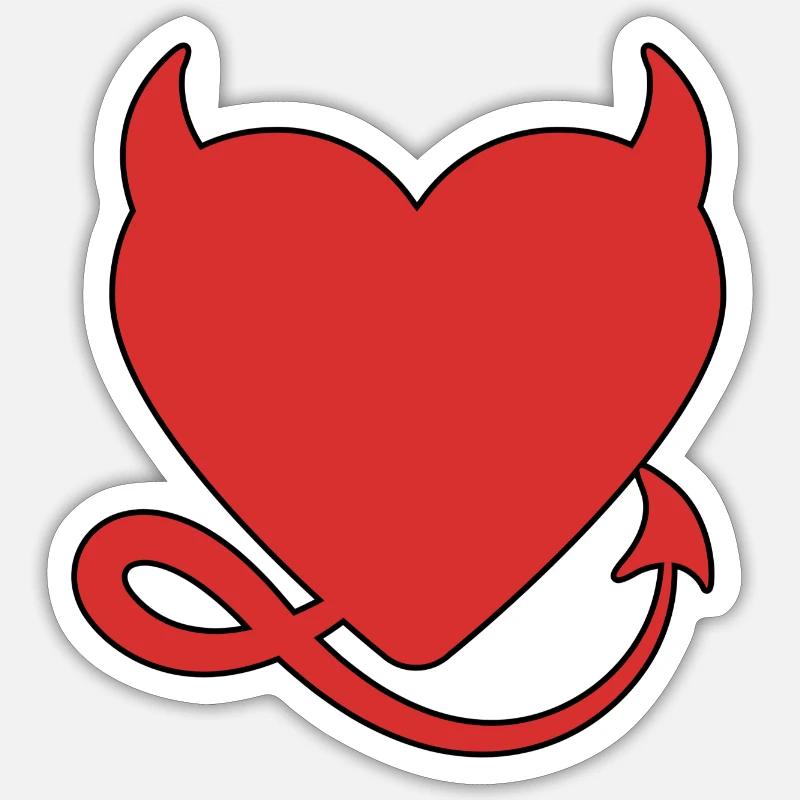 Heart, Devil Sticker size S (10 x 10 cm)