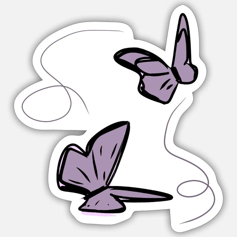 two butterflies butterfly thread - Sticker size S (10 x 10 cm) - white matte