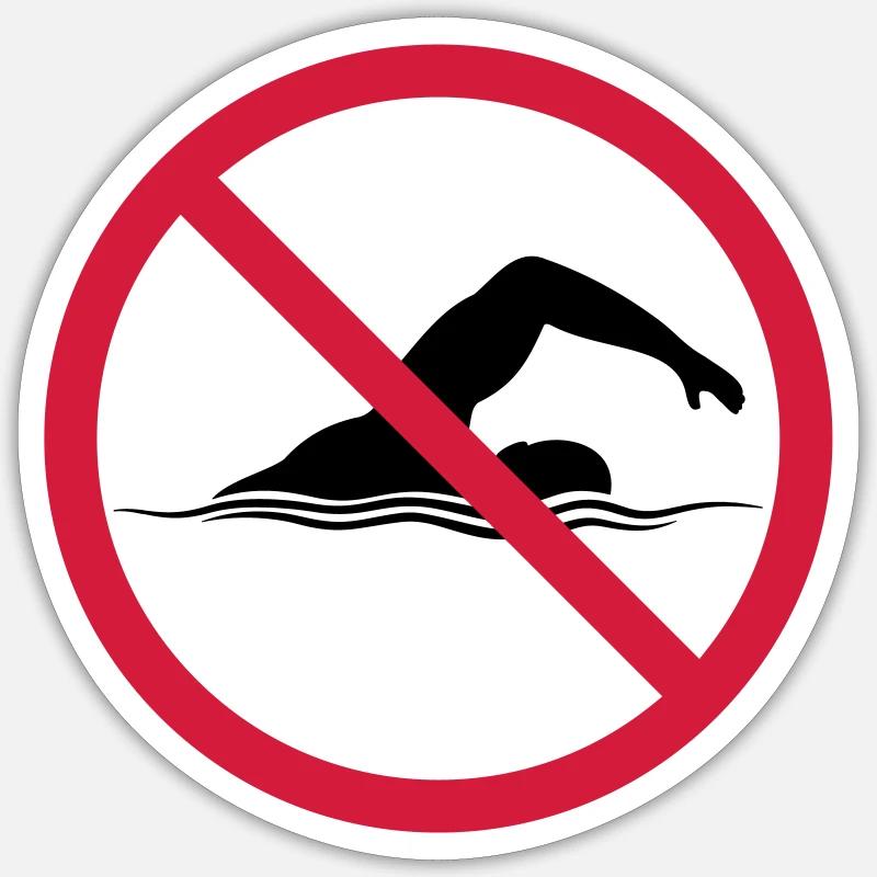 Forbidden Shield Swimming - Sticker size S (10 x 10 cm) - white matte