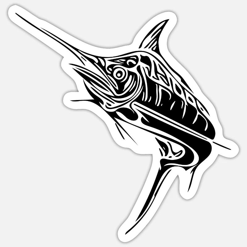 Elegant swordfish predatory bony fish Sticker size S (10 x 10 cm)