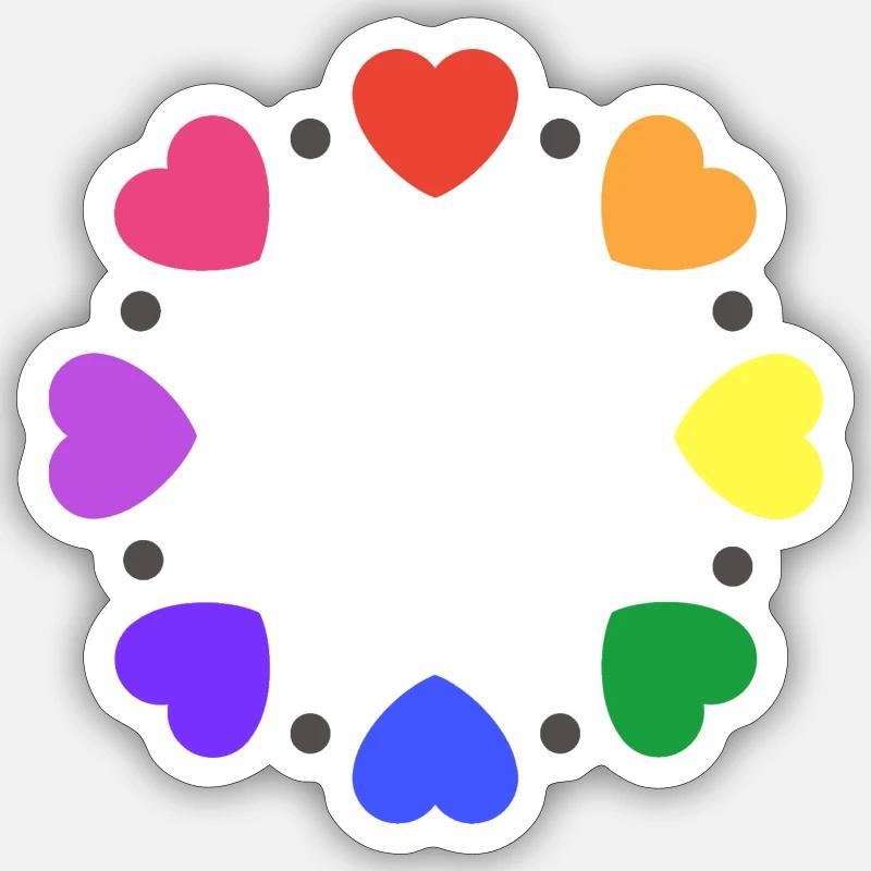 Regenbogen Herzen - Sticker Größe S (10 x 10 cm) - Mattweiß