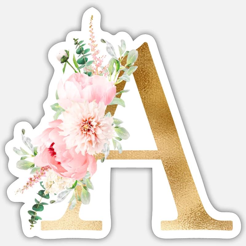 Botanik Floral Monogramm A - Sticker Größe S (10 x 10 cm) - Mattweiß