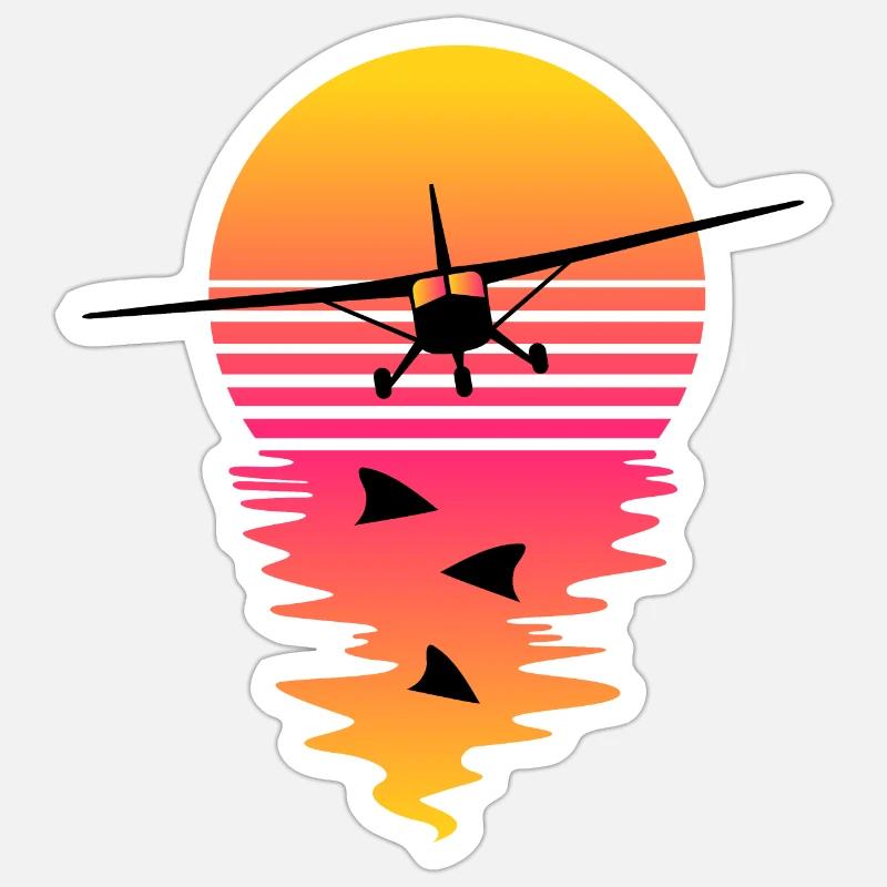 Synthwave Flight - Sticker size S (10 x 10 cm) - white matte