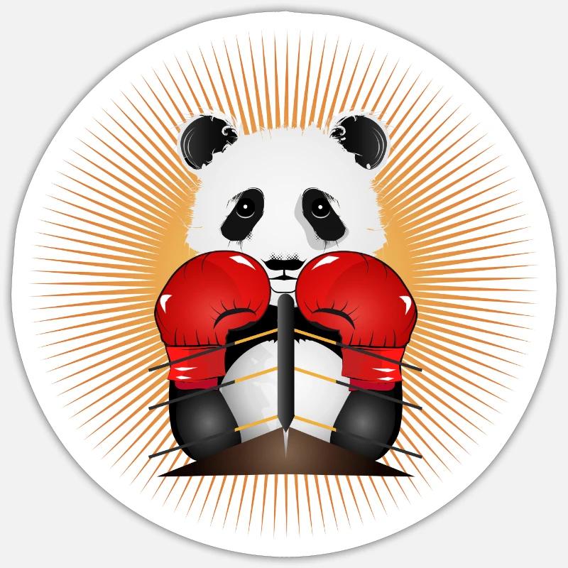 Panda als strahlender Boxer Held im Boxring Sticker Größe S (10 x 10 cm)
