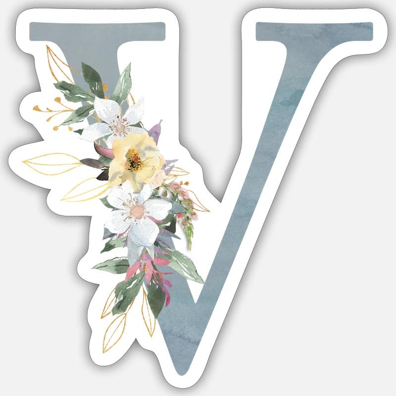Spring Flowers Monogram V Sticker size S (10 x 10 cm)