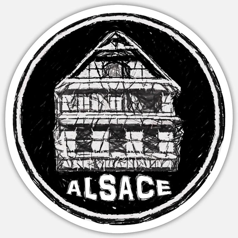 Haus mit elsässischem Logo - Sticker Größe S (10 x 10 cm) - Mattweiß