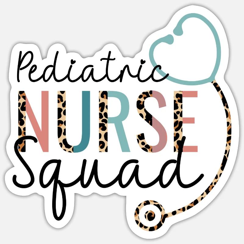Infirmière pédiatrique Leopard Stethoscope Heart - Sticker taille S (10 x 10 cm) - blanc mat