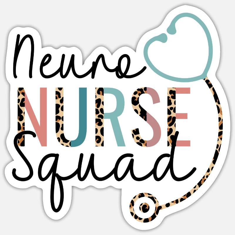 Neuro Krankenschwester Leopard Stethoskop Herz - Sticker Größe S (10 x 10 cm) - Mattweiß