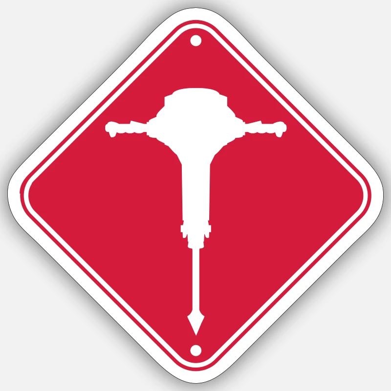 Caution Jackhammer Warning - Sticker size S (10 x 10 cm) - white matte