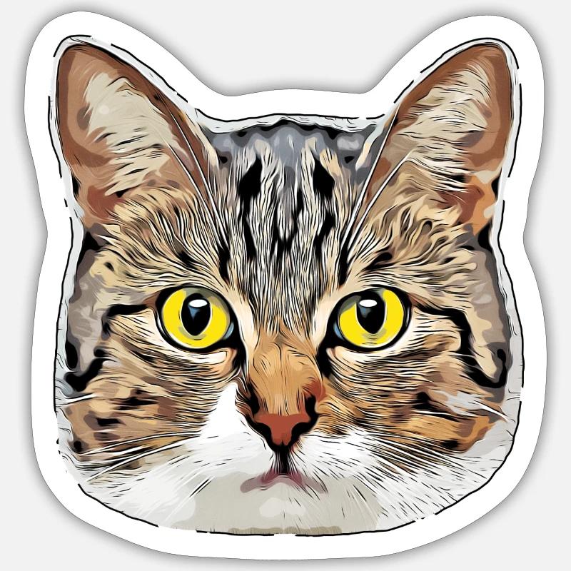 toon tabby cat 05 - Sticker Größe S (10 x 10 cm) - Mattweiß