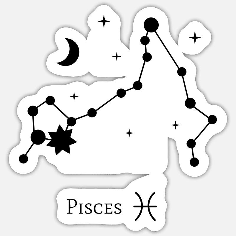 Fische Sternzeichen - Sticker Größe S (10 x 10 cm) - Mattweiß