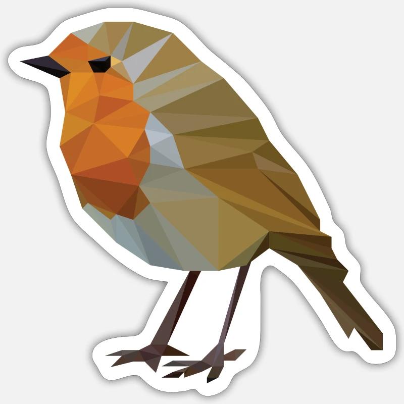 Rotkehlchen Polygonal Vogelkunde Sticker Größe S (10 x 10 cm)
