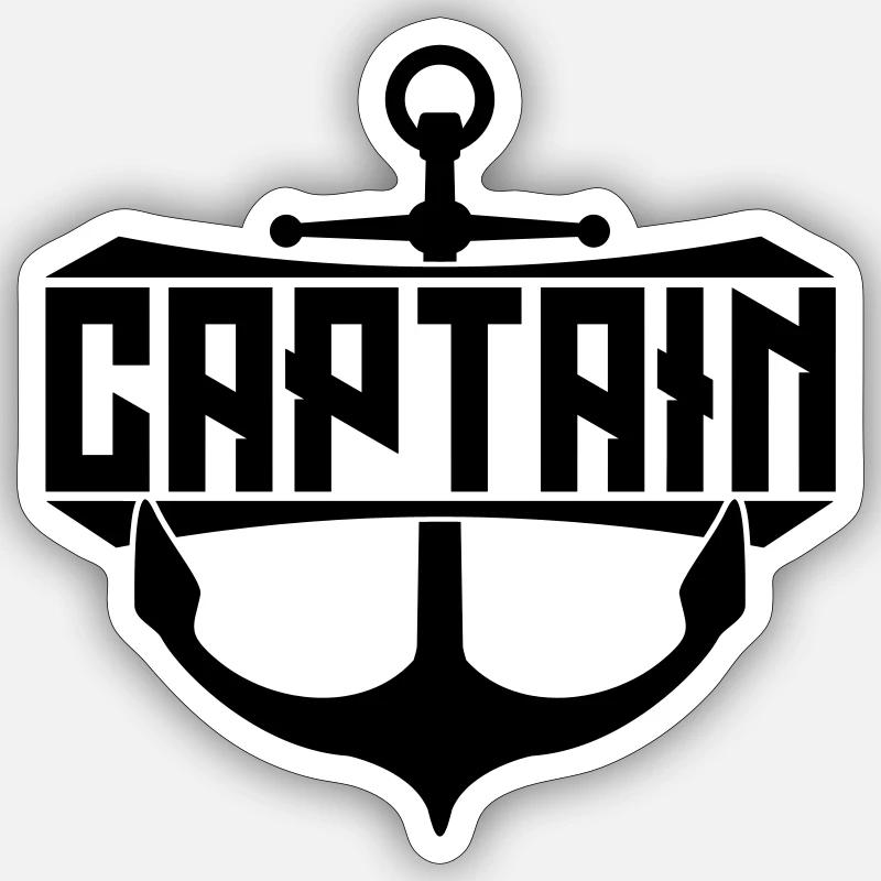 Ancre du capitaine de texte Sticker taille S (10 x 10 cm)