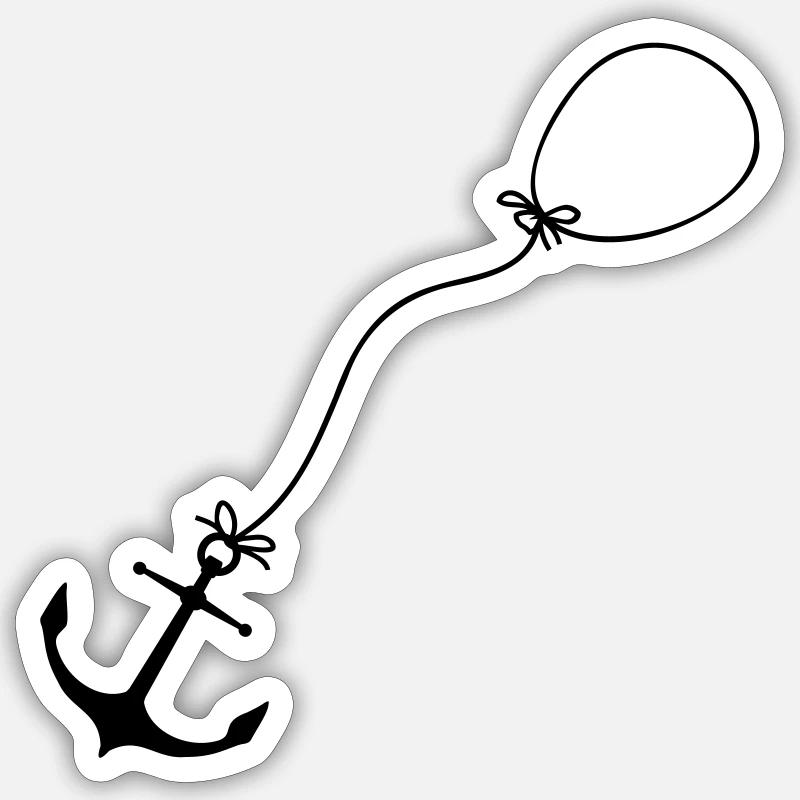 Vol en ballon d’ancre - Sticker taille S (10 x 10 cm) - blanc mat