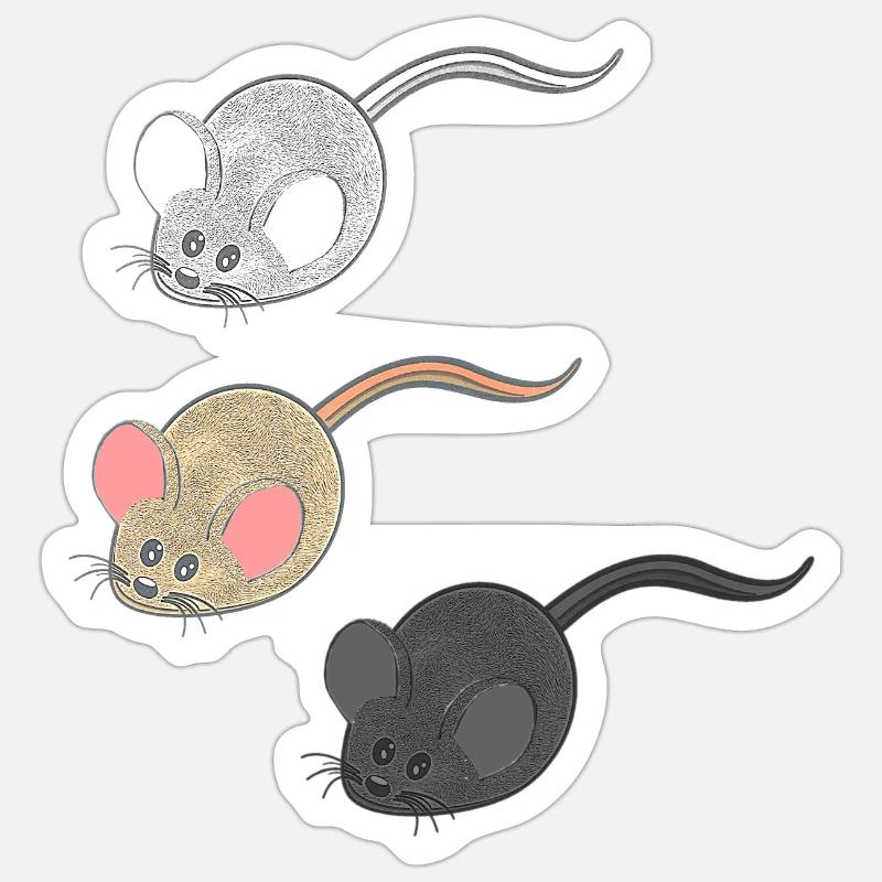 geschenkideen mäuse, Drei Mäuse, Mäuse Fan - Sticker Größe S (10 x 10 cm) - Mattweiß