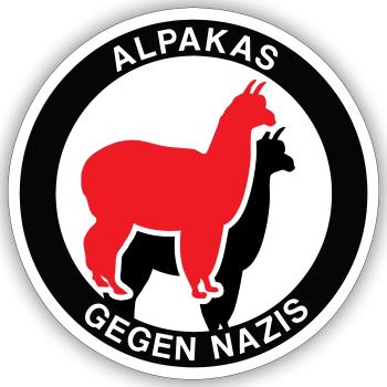 Alpakas gegen Nazis - Sticker Größe S (10 x 10 cm) - Mattweiß - Vorne