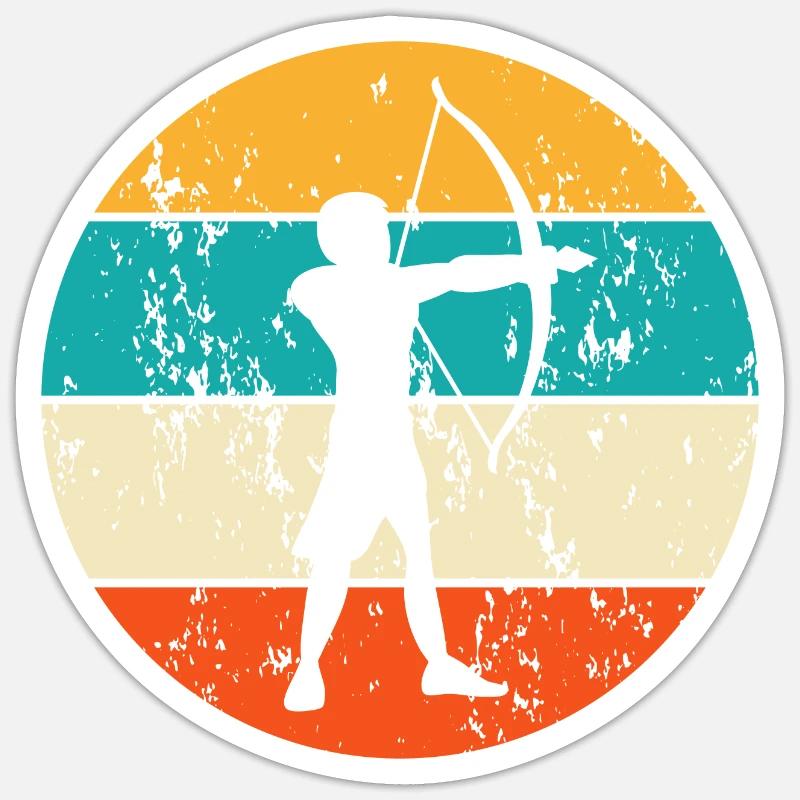 Bogenschiessen Bogenschütze Pfeil und Bogen - Sticker Größe S (10 x 10 cm) - Mattweiß
