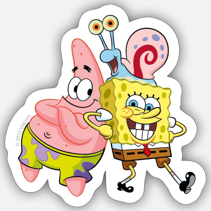 Bob l'Éponge Spongebob Patrick Gary - Sticker taille S (10 x 10 cm) - blanc mat