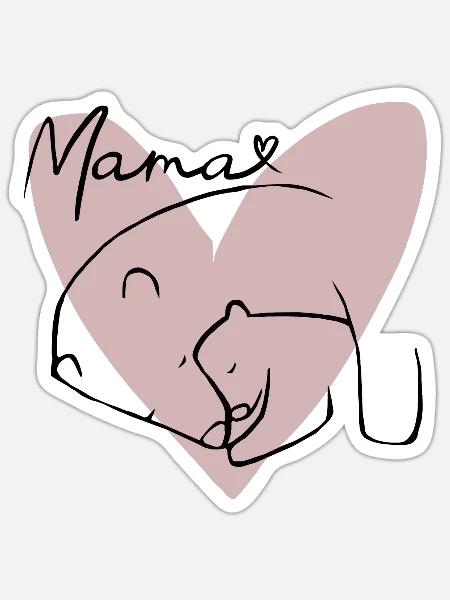 Mama-Bär - Sticker Größe S (10 x 10 cm) - Mattweiß