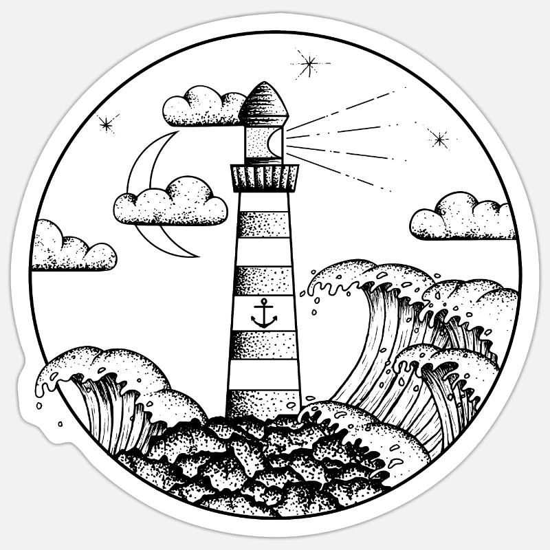 Leuchtturm im Sturm SVENPAINT - Sticker Größe S (10 x 10 cm) - Mattweiß