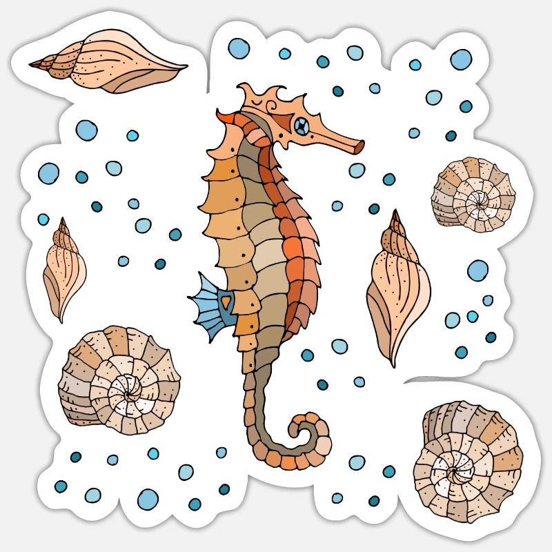 Seepferdchen - Sticker Größe S (10 x 10 cm) - Mattweiß