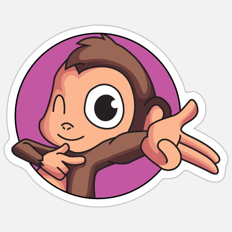 Freches Äffchen - Sticker Größe S (10 x 10 cm) - Mattweiß