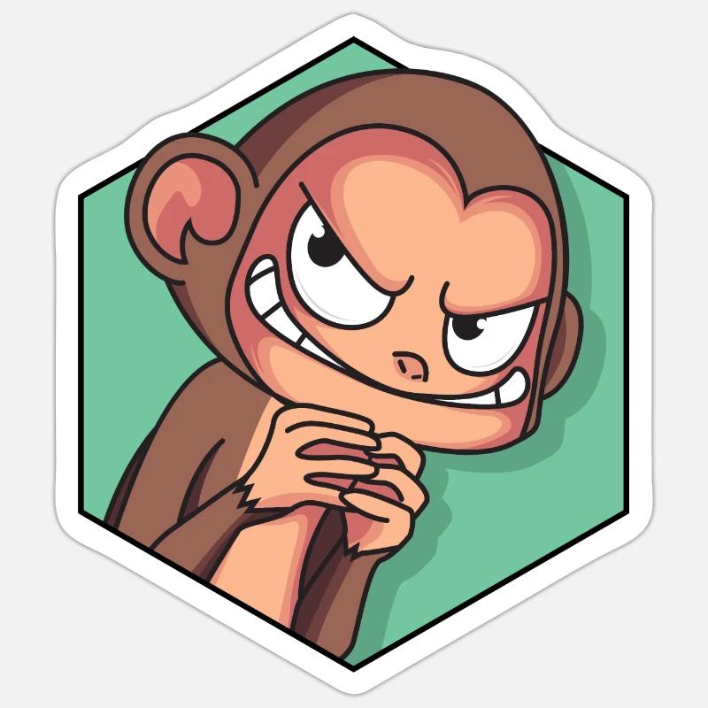Singe rusé | Drôle de singe - Sticker taille S (10 x 10 cm) - blanc mat
